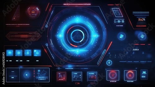 Abstract user interface technology, technology background. digital data. futuristic concept hud chart.Hud digital data interface hologram elements, GUI for game background design. Generative AI