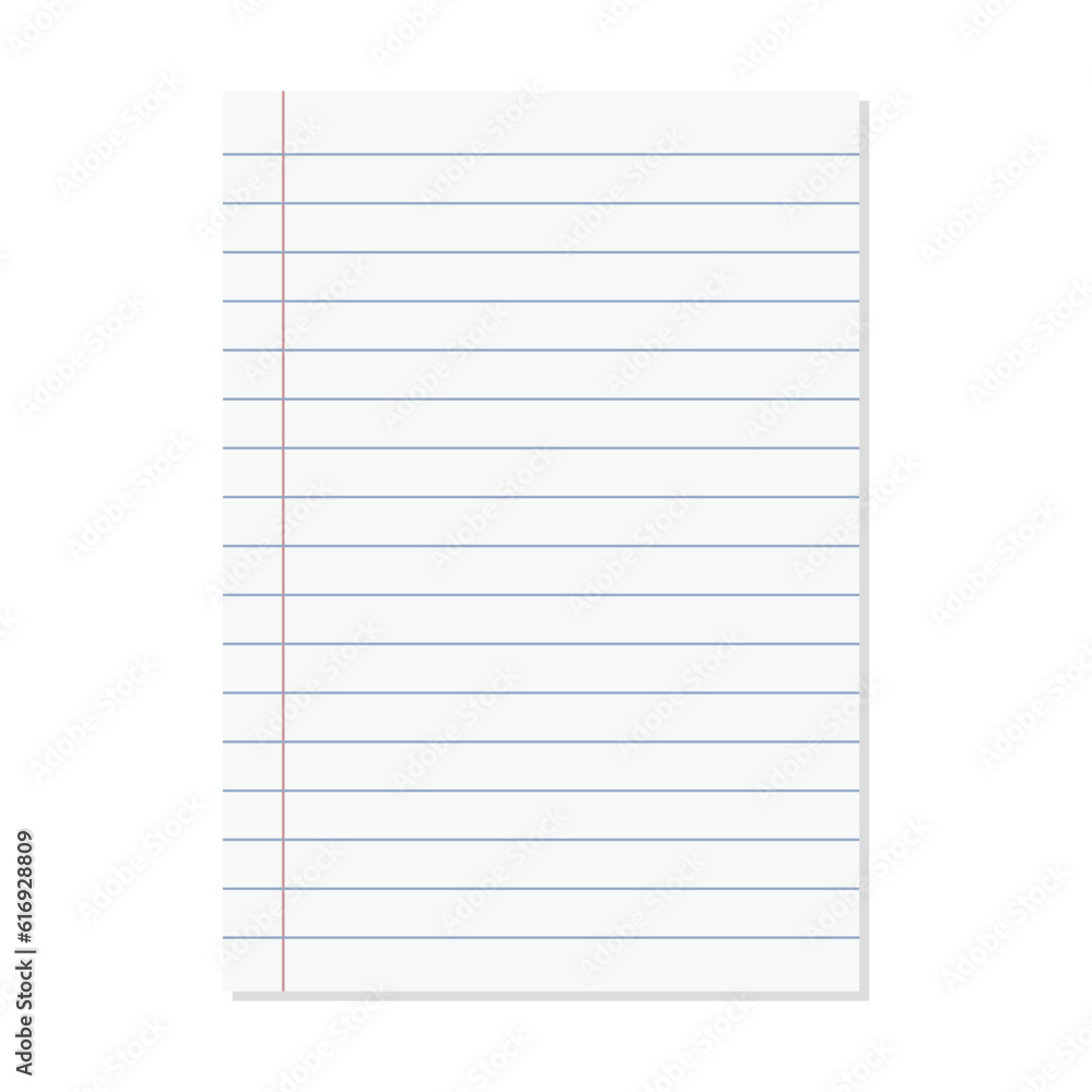 Paper lined notebook memo page white sheet template illustration for school education and office for background Paper lined notebook memo page white sheet template illustration for school education and office for background