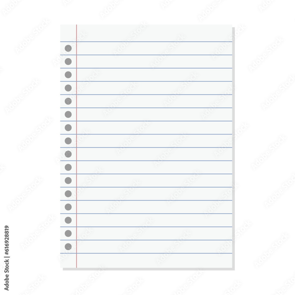 Paper lined notebook memo page white sheet template illustration for school education and office for background Paper lined notebook memo page white sheet template illustration for school education and office for background