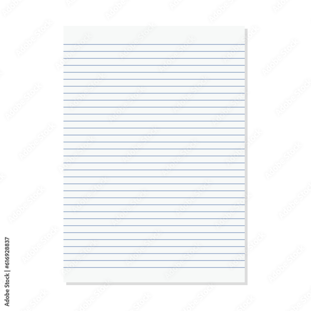 Paper lined notebook memo page white sheet template illustration for school education and office for background Paper lined notebook memo page white sheet template illustration for school education and office for background