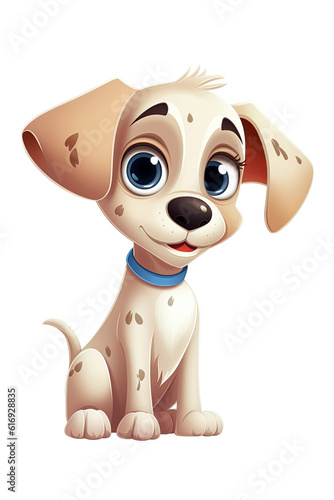 cute dog puppy on white isolated background. Cartoon character. Generative AI