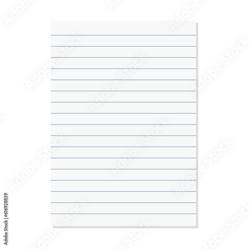 Paper lined notebook memo page white sheet template illustration for school education and office for background