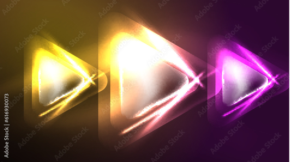 Techno neon triangles with light effects in the dark Techno neon triangles with light effects in the dark