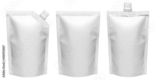 Set of white doypacks cut out