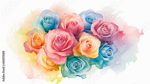 multicolored roses gradient background is unusual. generative ai