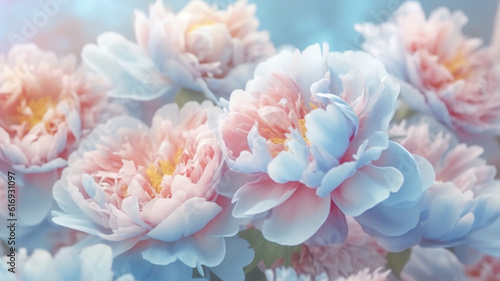 peonies abstract summer background flowers. generative Ai