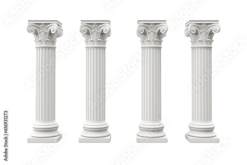 Fototapeta Transparent Background Isolated Architectural White Columns in Ionic Order