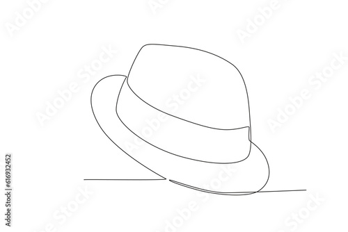 Vector continuous one line drawing of panama hat simple line art vector illustration 