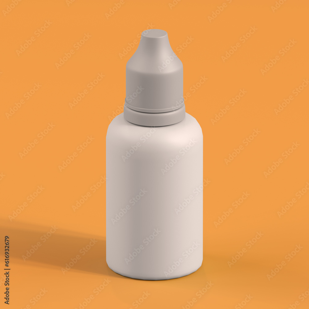 Monochrome Bottle on Orange Background, 3d Rendering Monochrome Bottle on Orange Background, 3d Rendering