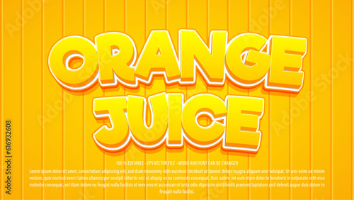 Editable text effect orange juice 3d style