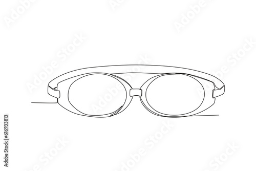 Vector continuous line drawing of swimming goggles vector illustration
