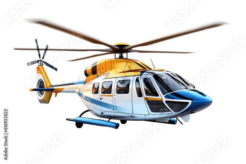 Isolated Helicopter on Transparent Background. AI