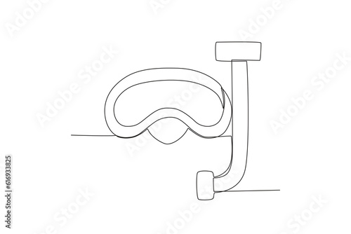 Vector a freediving mask and a snorkel for diving one line art

