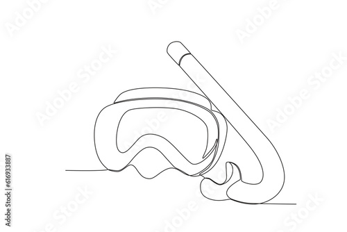 Vector a freediving mask and a snorkel for diving one line art
