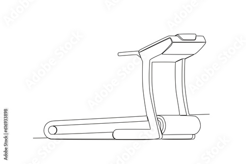 Vector continuous line drawing of a treadmill fitness tool vector illustration front view
