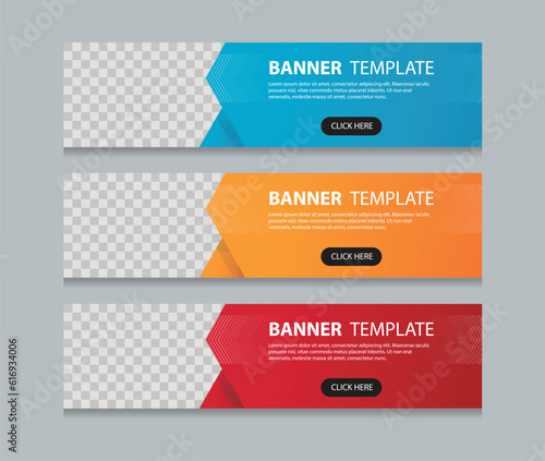 Set of horizontal abstract web banner design template background gradients color. Suitable for web ads. Vector illustration with Space to add pictures.