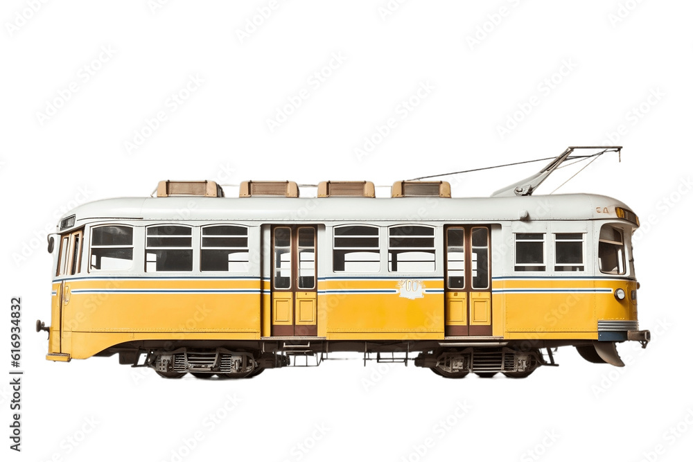 Isolated Streetcar on Transparent Background. AI
