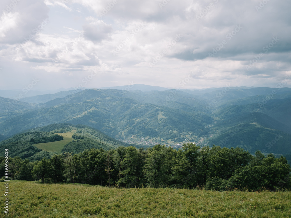 Obraz premium Enchanting Summer Landscape of Carpathian Mountains in Mist