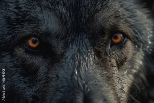 Close-up on the eyes of a dog or wolf. 