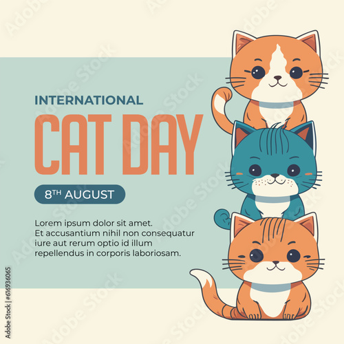 Hand drawn international cat day illustration