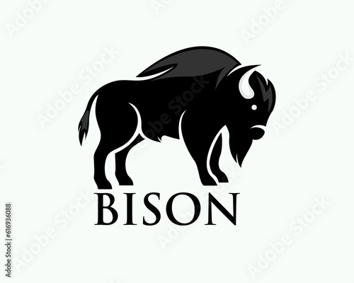 simple abstract stand bison logo design template illustration inspiration