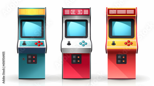8 bit retro arcade game simple illustration of different colors isolated on white background