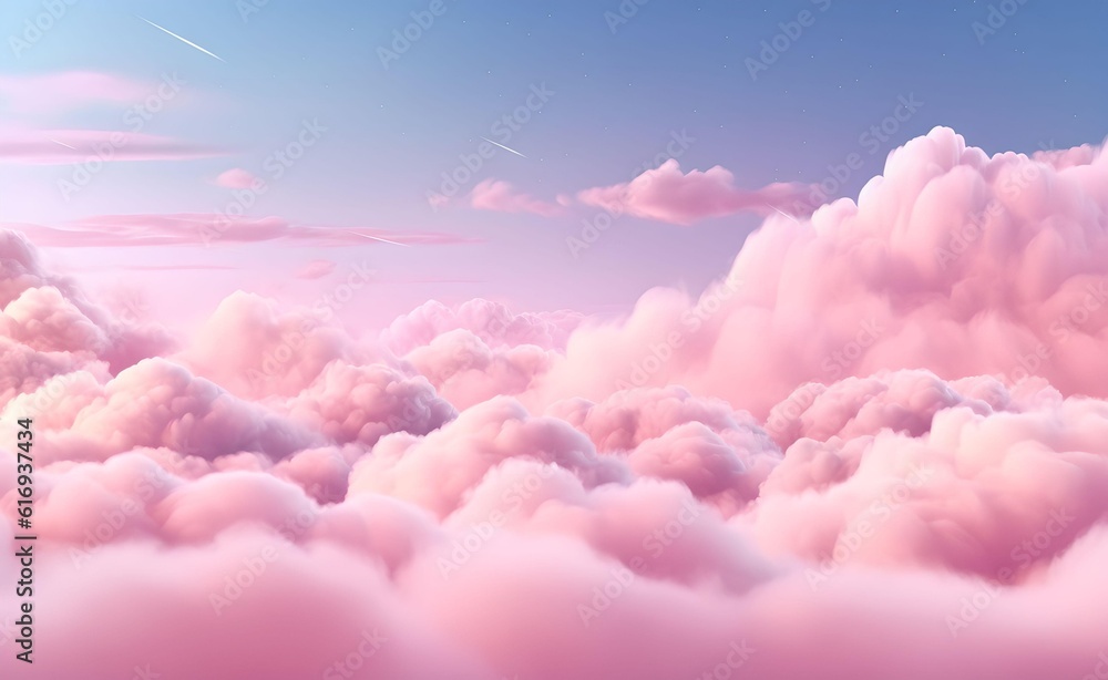 custom made wallpaper toronto digitalPink clouds in the sky stage fluffy cotton candy dream fantasy soft background. Generative AI.