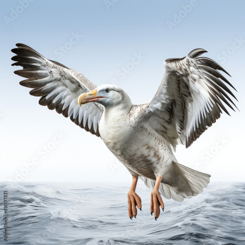 An elegant Albatross (Diomedeidae) soaring high in the sky. © blueringmedia