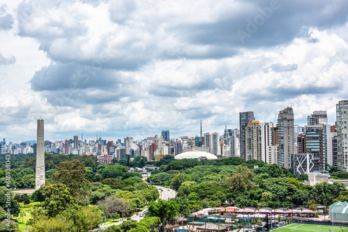 View of downtown Sao Paulo in Brazil seen from Museum of Contemporary Art rooftop