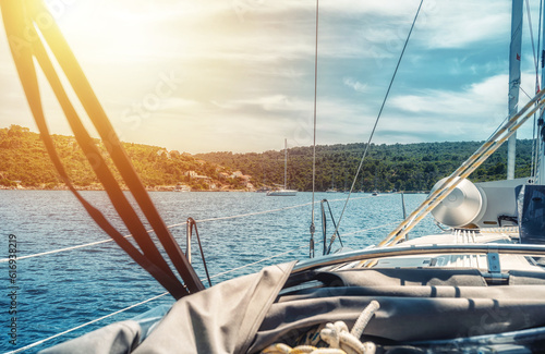 View from the sailing yacht on the village pier.