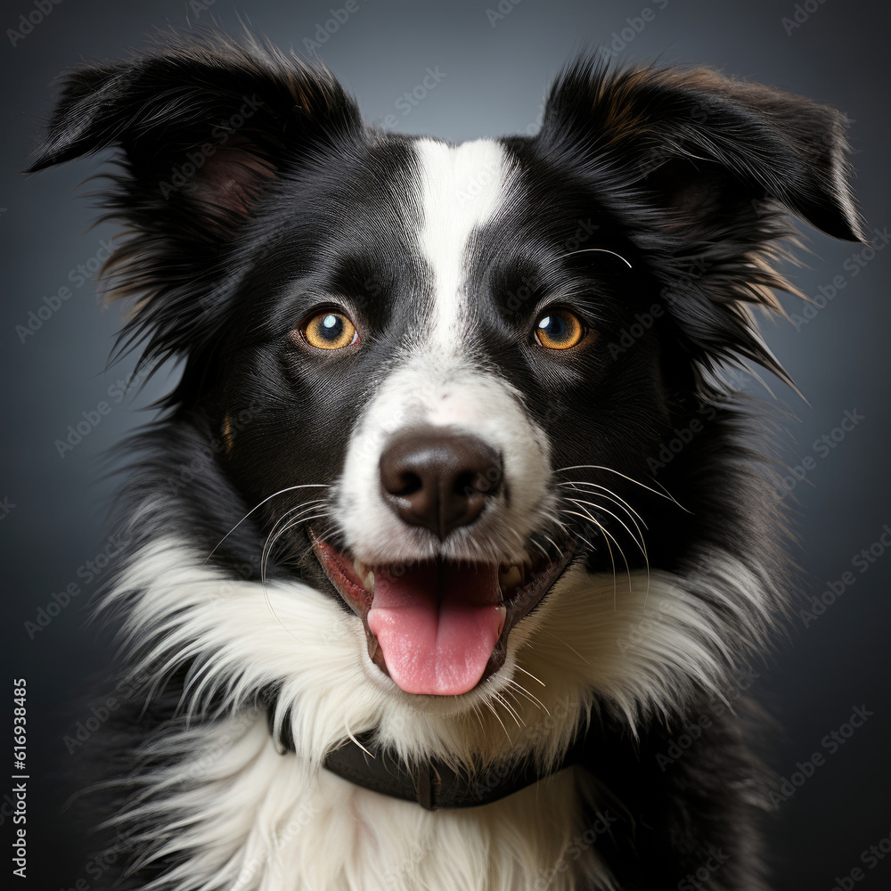 An adorable Border Collie puppy (Canis lupus familiaris) with a black and white coat, showcasing its intelligence and playfulness.