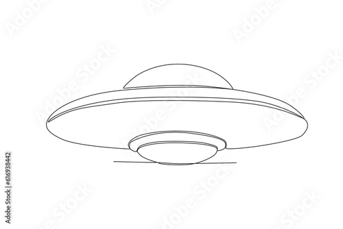 Vector continuous one line drawing ufo unidentified flying object outer space concept single line draw design vector 