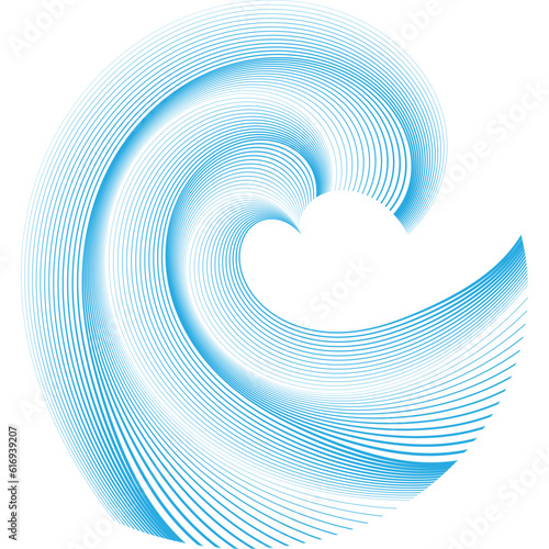 Abstract blue background with waves. Wave element