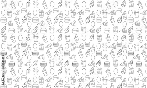 Fast food pattern vector line art.