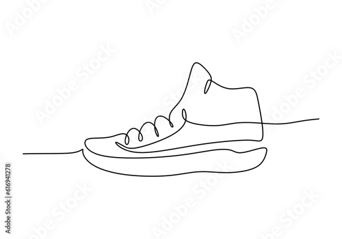 Basketball Shoes One Line Drawing: Continuous Hand Drawn Sport Theme