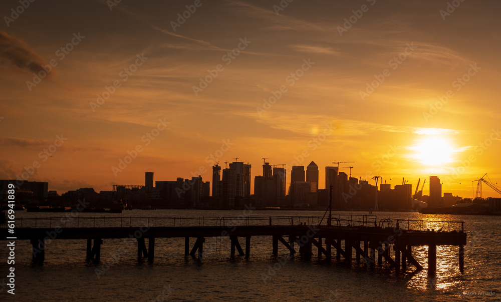 Sunset Thames river in London United Kingdom 