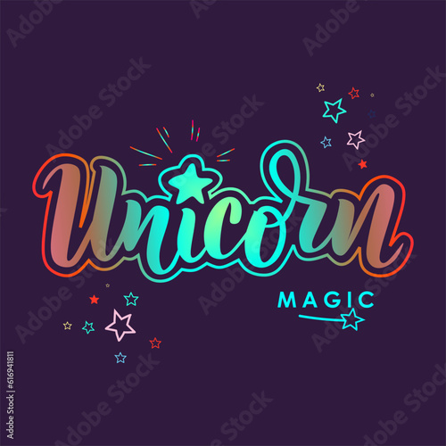 Unicorn magic slogan typography for t-shirt prints, posters and other uses.