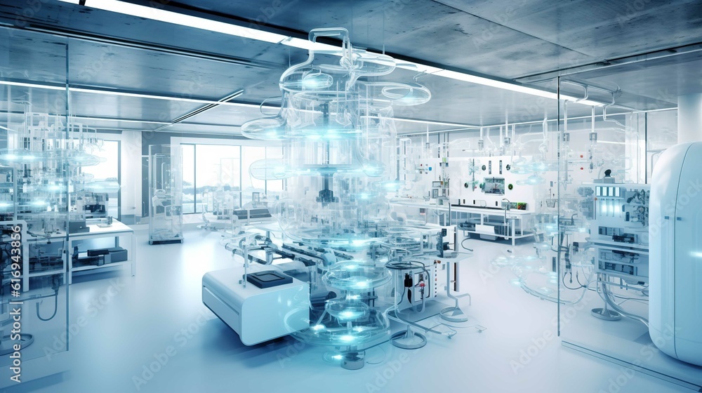Bright and Ultra Modern High Tech Laboratory Full of Advanced Technological. Generative Ai Bright and Ultra Modern High Tech Laboratory Full of Advanced Technological. Generative Ai