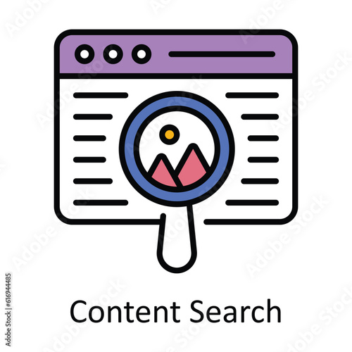 Content Search Filled Outline Icon Design illustration. Online Steaming Symbol on White background EPS 10 File