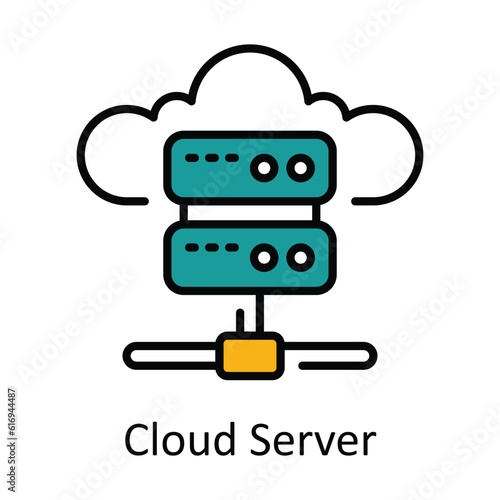 Cloud Server Filled Outline Icon Design illustration. Online Steaming Symbol on White background EPS 10 File