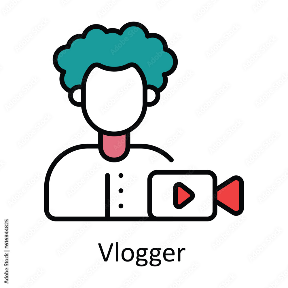 Vlogger Filled Outline Icon Design illustration. Online Steaming Symbol on White background EPS 10 File Vlogger Filled Outline Icon Design illustration. Online Steaming Symbol on White background EPS 10 File
