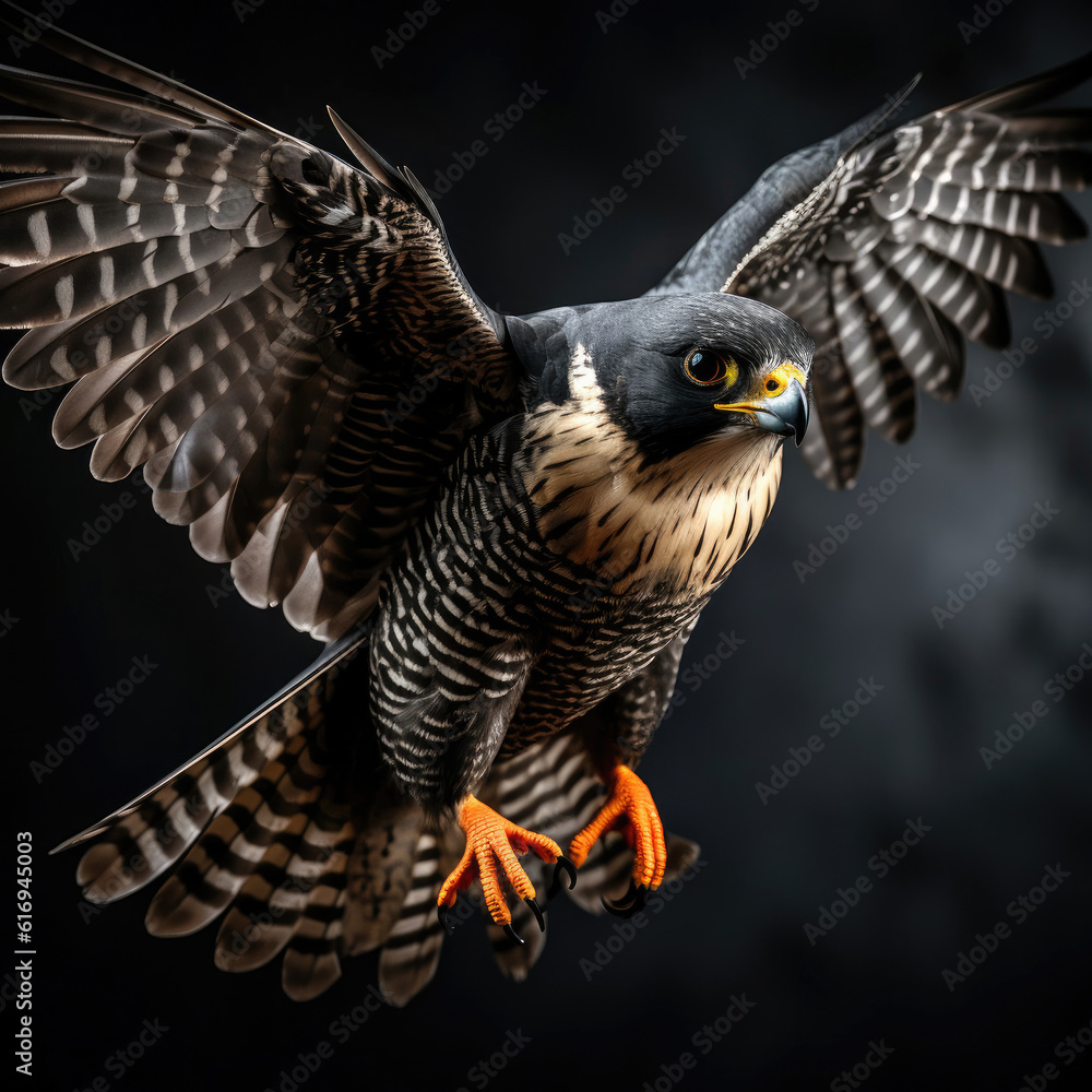 Obraz premium A stunning Falcon (Falco) in mid-flight.