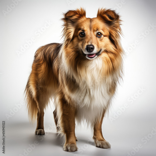 A Shetland Sheepdog  Canis lupus familiaris  with dichromatic eyes.