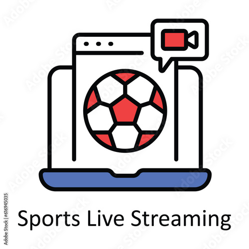 Sports Live Streaming Filled Outline Icon Design illustration. Online Steaming Symbol on White background EPS 10 File