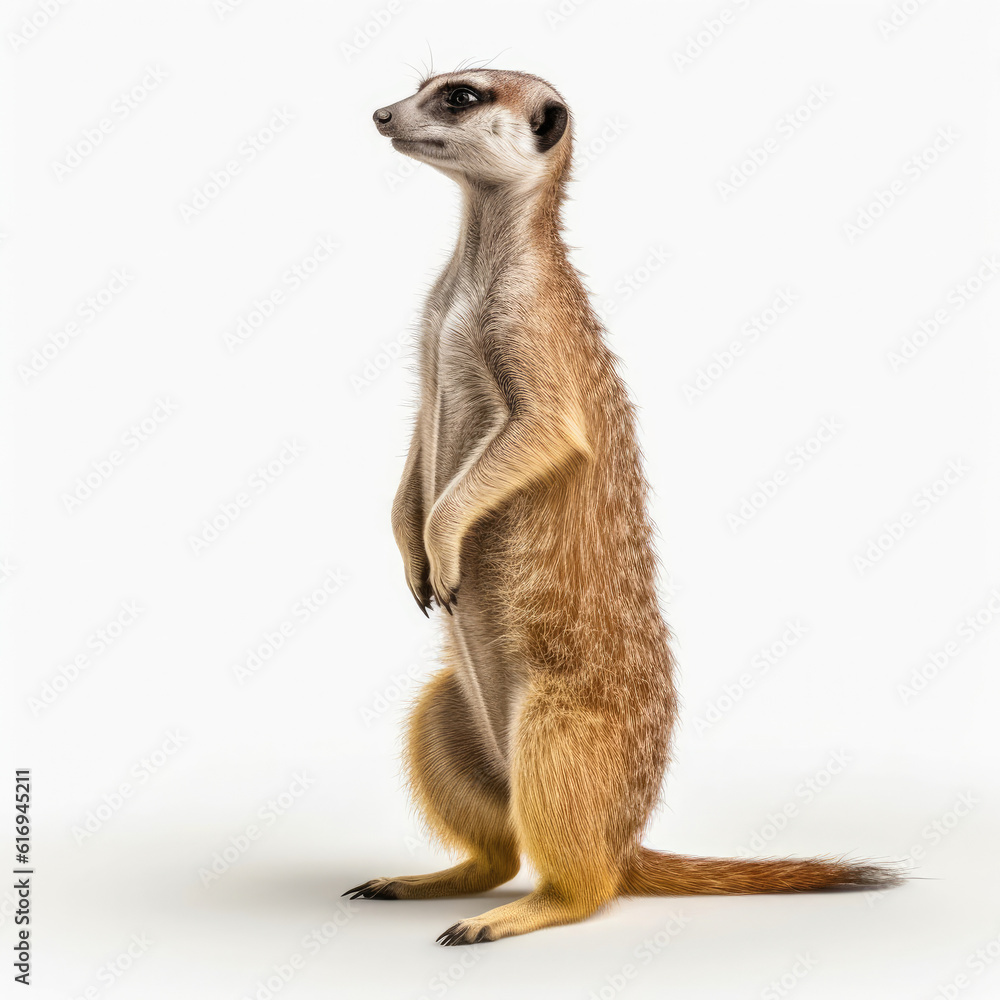 A pensive Meerkat (Suricata suricatta) standing upright. A pensive Meerkat (Suricata suricatta) standing upright.