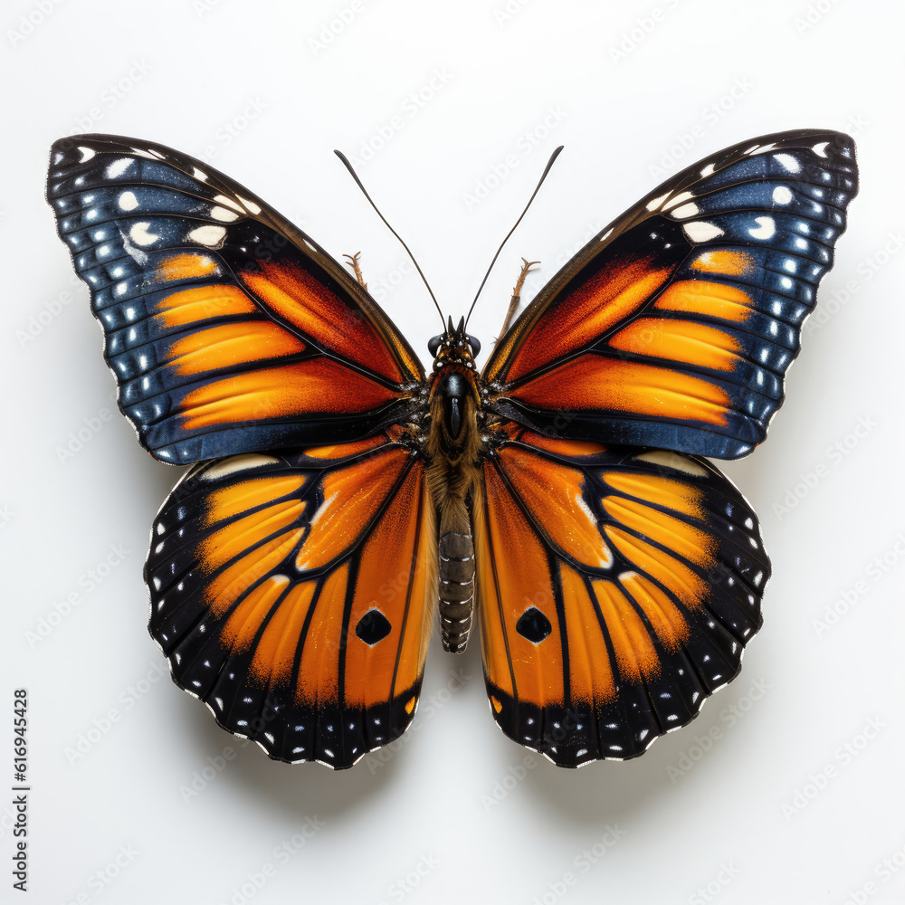 Fototapeta premium A resting Monarch Butterfly (Danaus plexippus) top-down view.