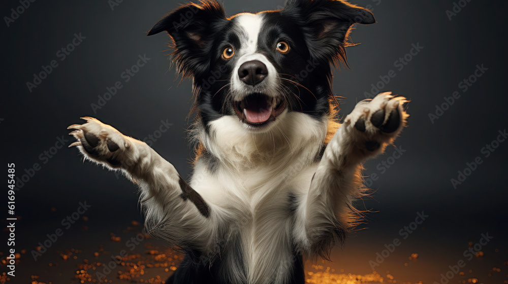 adorable border collie pawing for food