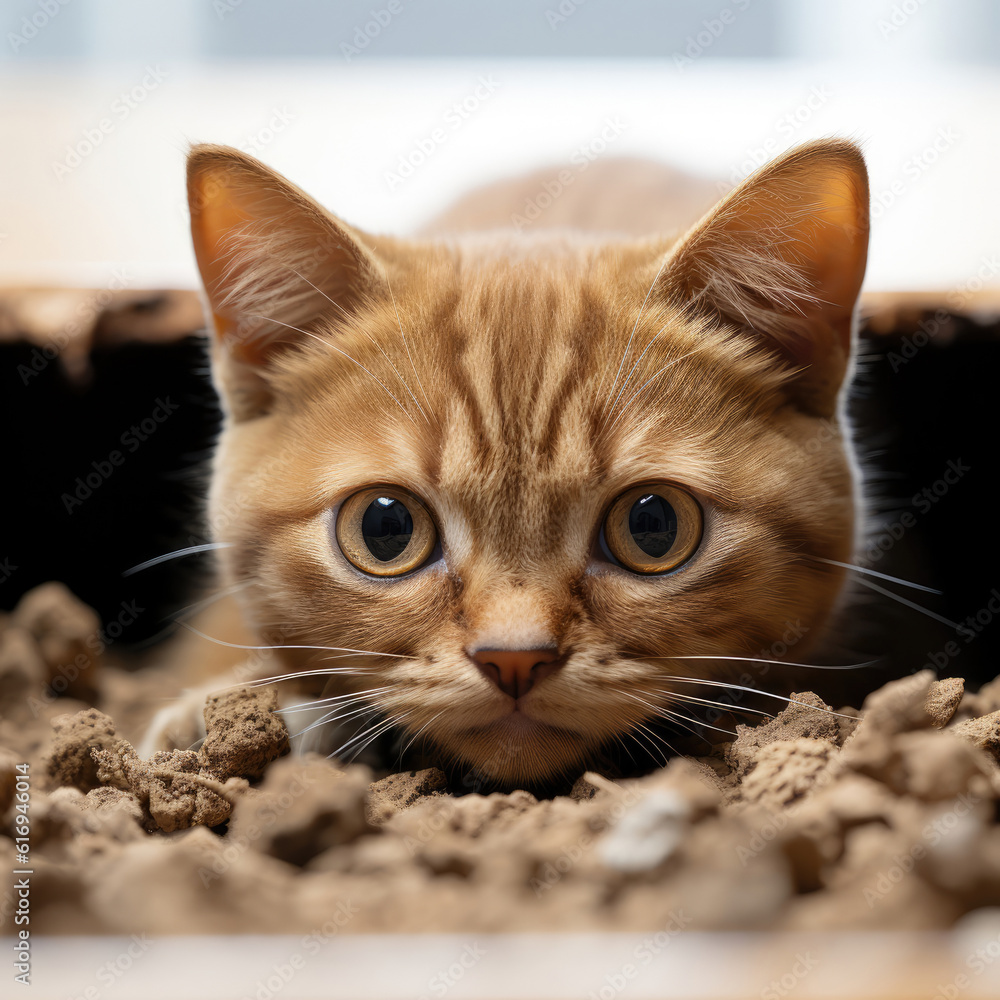 A curious Burmese kitten (Felis catus) peeking out from a hiding spot. A curious Burmese kitten (Felis catus) peeking out from a hiding spot.