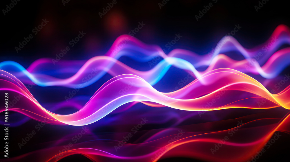 Abstract background featuring bokeh lights, pink, blue, and neon curves wave lines at fast speeds. Data transmission concept wallpaper Abstract background featuring bokeh lights, pink, blue, and neon curves wave lines at fast speeds. Data transmission concept wallpaper