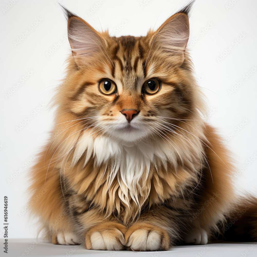 A content Siberian Forest Cat kitten (Felis catus) sitting pretty with a serene expression. A content Siberian Forest Cat kitten (Felis catus) sitting pretty with a serene expression.